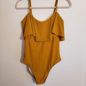 Brand New Cupshe mustard one piece swimsuit sz XL